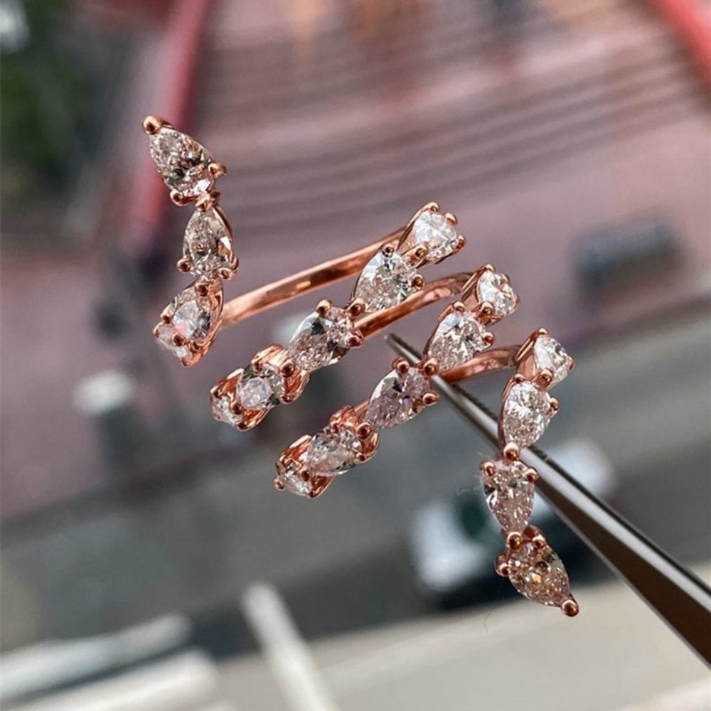 NEW Rose Gold Diamond Snake Serpenti  Ring - Picture 2 of 3